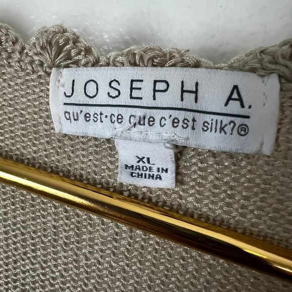 Joseph A. Crochet Sweater Tan Short Sleeve Floral Boho Sz XL - Picture 8 of 8